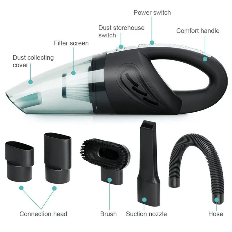 Handhållen Sladdlös Dammsugare USB (120W 4000PA) för Bil, Hem, Husdjurshår och mer (Våt/Torr)