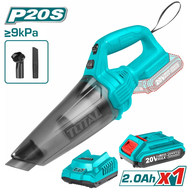 TOTAL 20V Cordless Vacuum Cleaner High Suction & 2Ah Battery