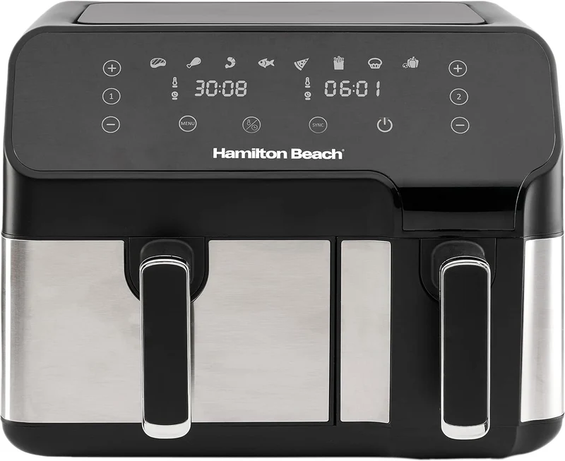 Hamilton Beach Dual Size 8.5L Digital Air Fryer / 5.3L and 3.2L capacity baskets-independently controlled / 1700watts