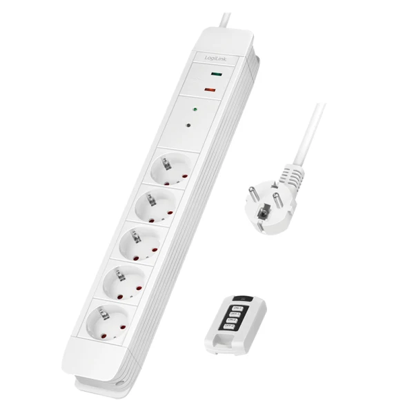 LogiLink LPS402 förlängningssladdar 1,5 m 5 AC-utgångar inomhus Vit