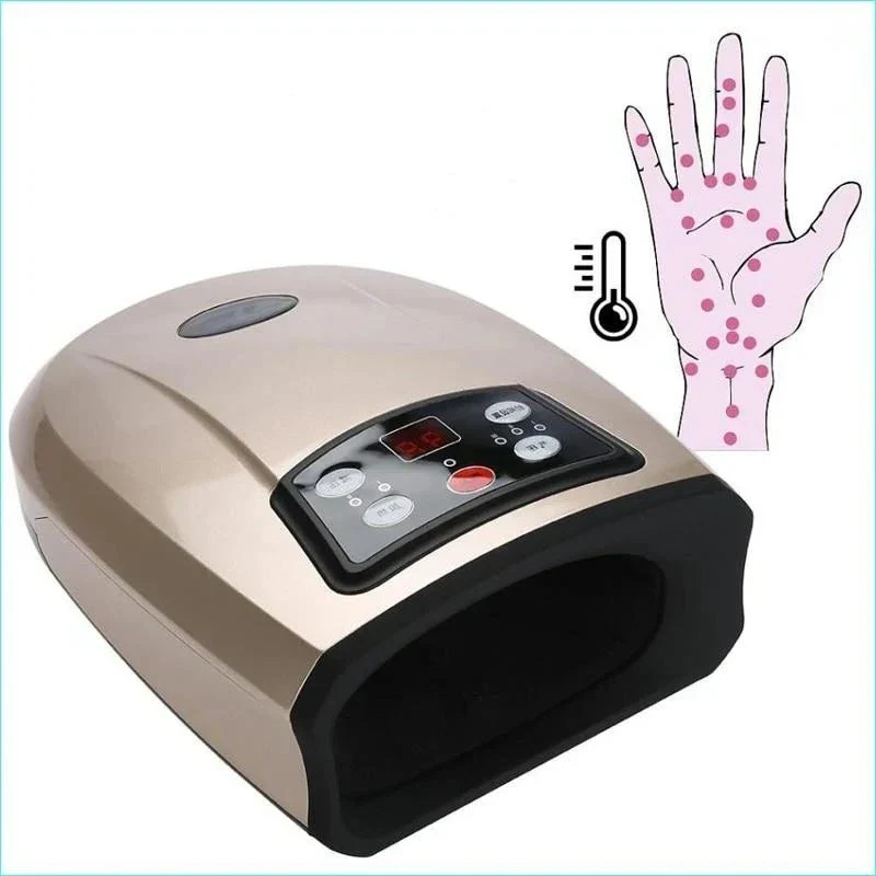 Värmd Handmassager för Artrit Fysioterapi Utrustning Pressoterapi Handmassager med Luftkompression Finger Massager