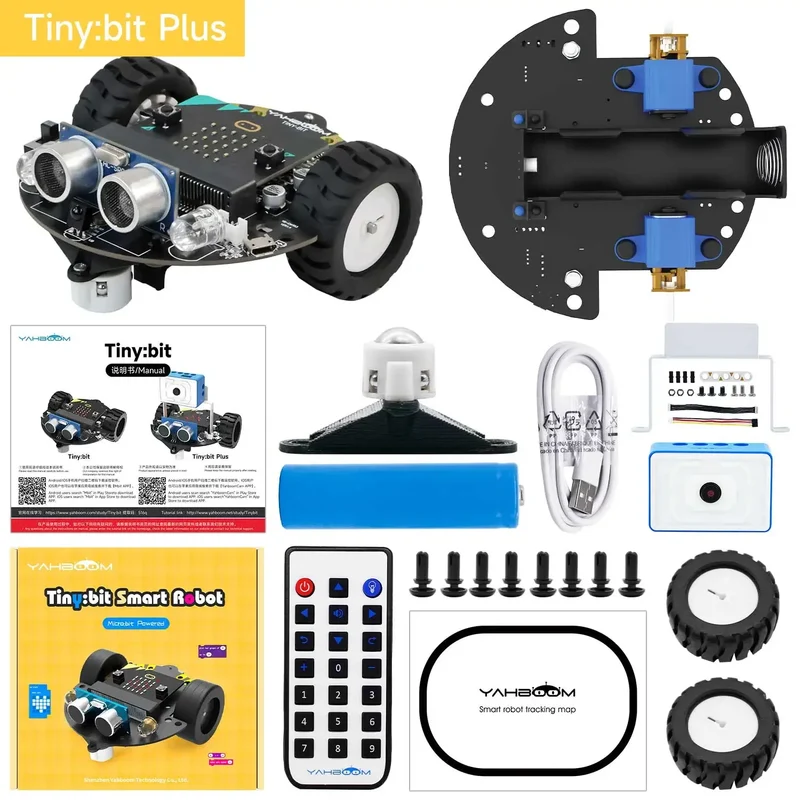 Microbit Tiny:bit Plus Smart Car ESP32 WIFI Camera Module AI Visual Robot Support MakeCode/Python Program FPV Remote Control