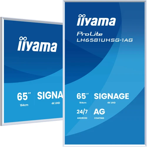 iiyama LH6581UHSG-1AG Écran d'affichage dynamique Écran plat de signalisation numérique 163,8 cm (64.5") Wifi 500 cd/m² 4K Ultra HD Blanc Intégré dans le processeur Android 24/7