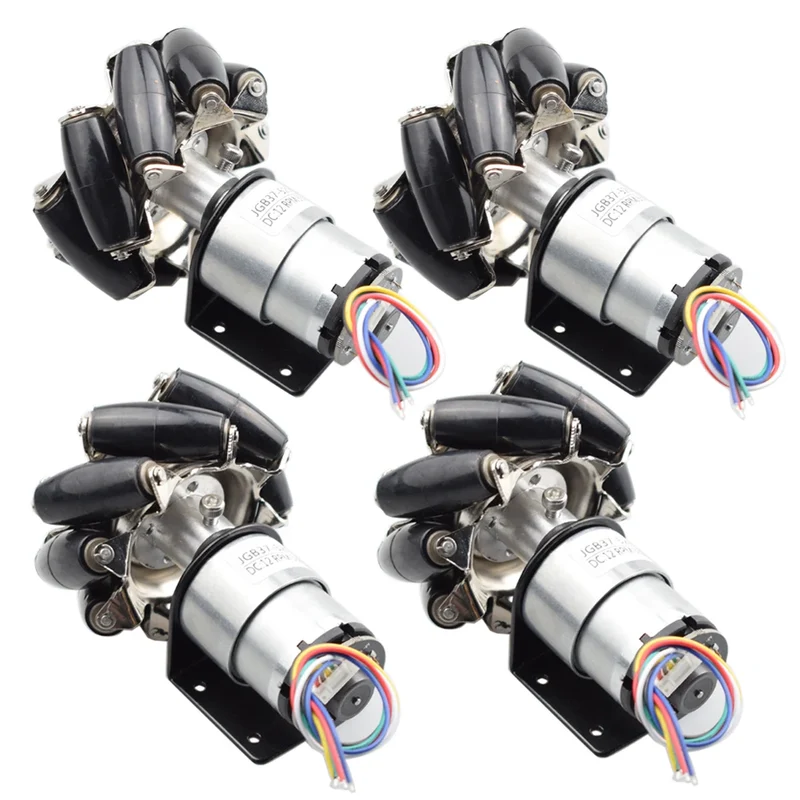 40KG Load Mecanum Wheel Motor Kit with 12V DC Hall Encoder Motor for DIY Robot Car Chassis for Arduino ROS STM32 Raspberry Pi
