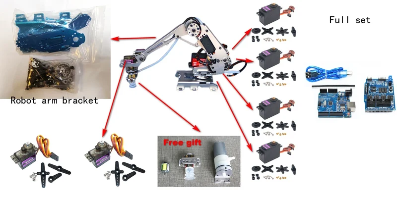 6 Dof Robotic Arm Suction Cup Manipulator with MG996 MG90S Servos Industrial Robot Arm Model for Arduino Robot DIY Kit STEM Toy