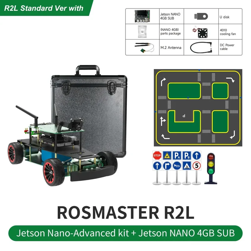 Yahboom Ackerman Structure R2L ROS Robot Car Python Coding for Jetson NANO 4GB Support Model Training Autopilot