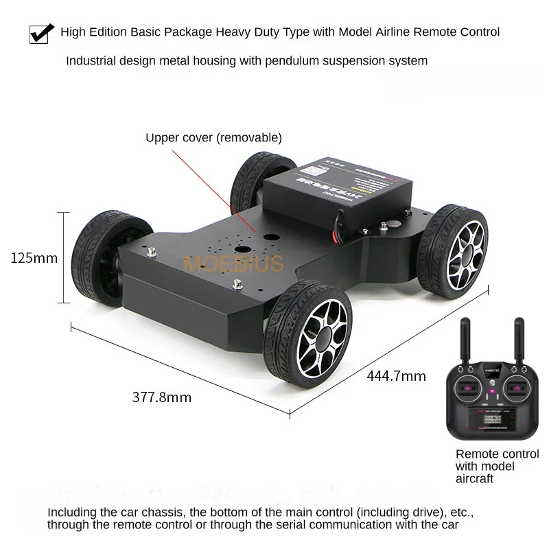 25KG Load Ackerman Robot Car ROS Unmanned Vehicle Chassis Industrial CNC Machining Shell Swing Suspension Omnidirectional Car